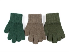Mikk-line beech/slate black/evergreen wool/synthetic finger gloves (3-pack)